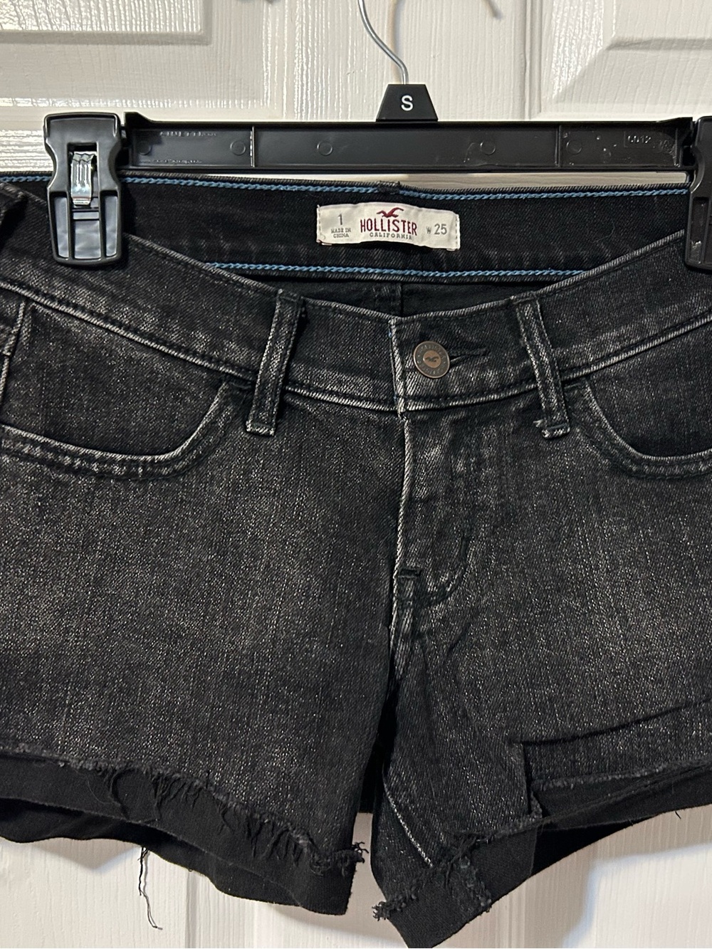 Hollister Black Washed Denim Cutoff Shorts